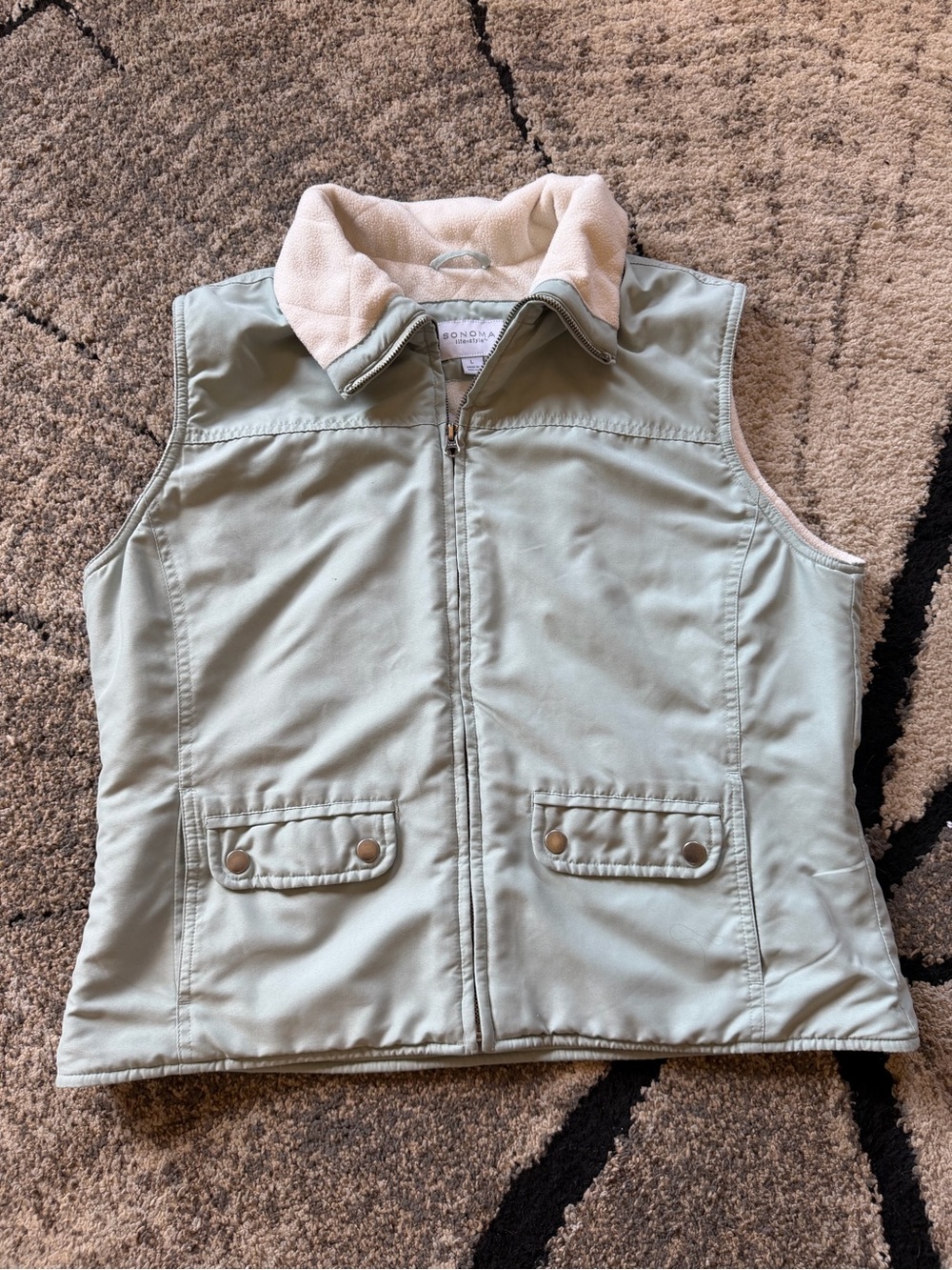 Sonoma Sage Green Fleece-Lined Women's Vest